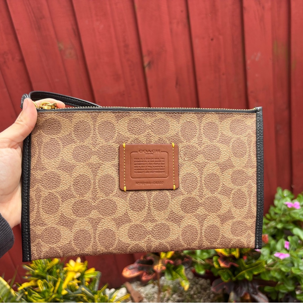 Coach Brown and Black Wallet with Signature Monogram